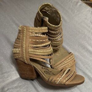 Naughty Monkey Leather Boho Chic Heels size 7.5